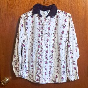 Vintage Girl's Oxygen Floral Button Down Shirt Size Large (12/14)